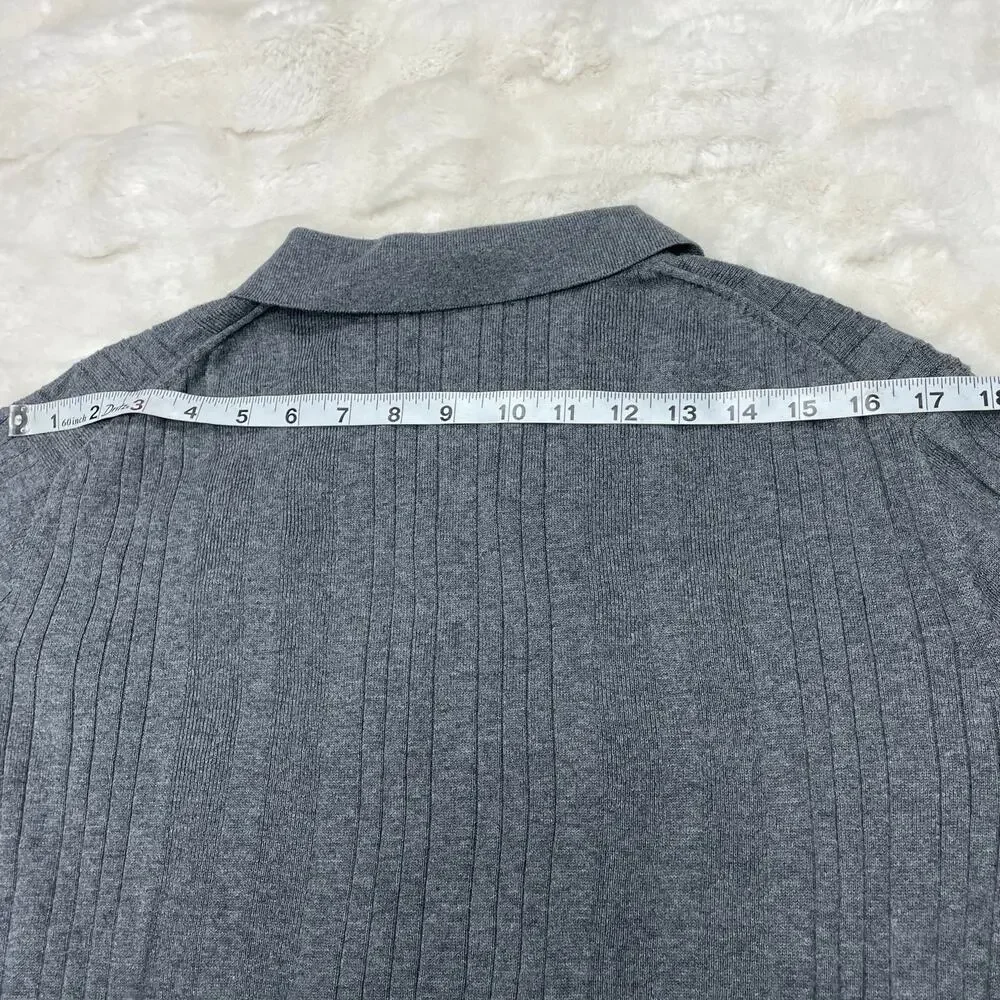 NWT $100 Banana Republic Organic Cotton Ribbed Sweater Polo Long Sleeve Mens L
